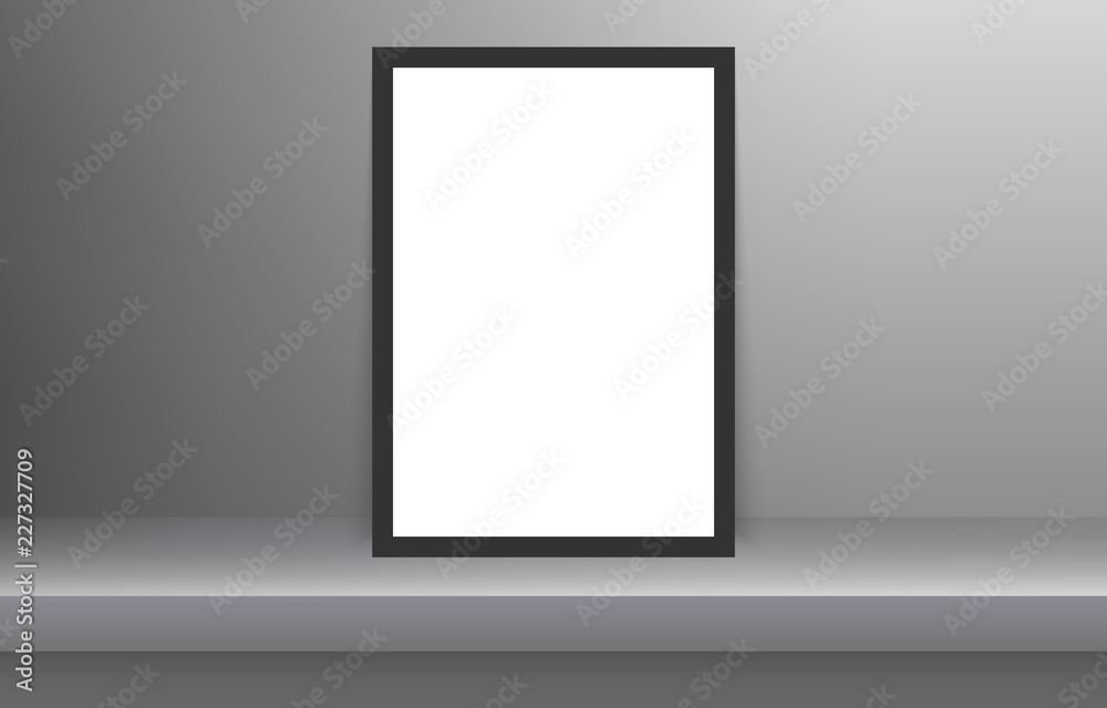 Blank frame in Empty white color shelf Blank frame in Empty white color shelf