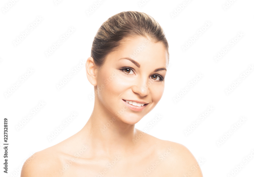 Human face isolated on white background. Spa portrait of beautiful, fresh and healthy woman. Human face isolated on white background. Spa portrait of beautiful, fresh and healthy woman.
