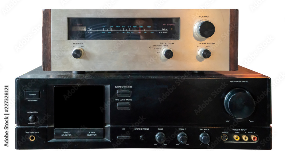 Hifi system amplifier. Home musical equipment closeup. Hifi system amplifier. Home musical equipment closeup.