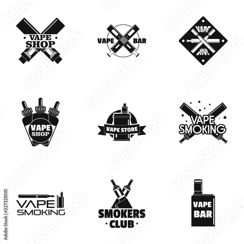 Vape shop logo set. Simple set of 9 vape shop vector logo for web design on white background