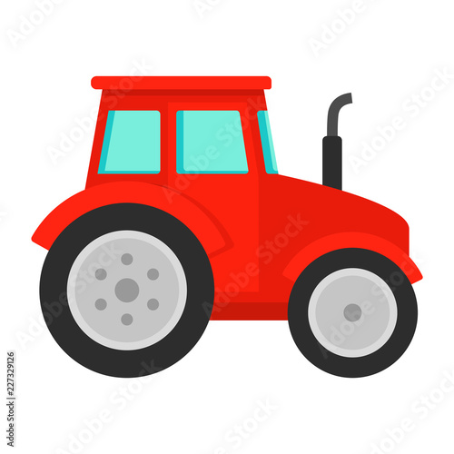 Red tractor icon. Flat illustration of red tractor vector icon for web design