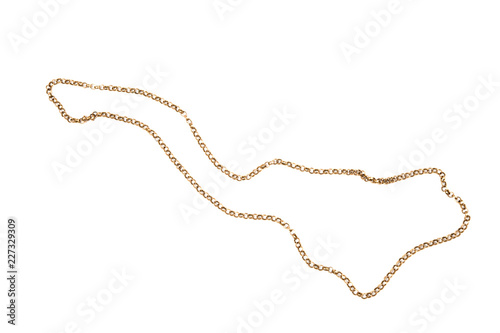 Fényképezés Gold chain isolated on white background
