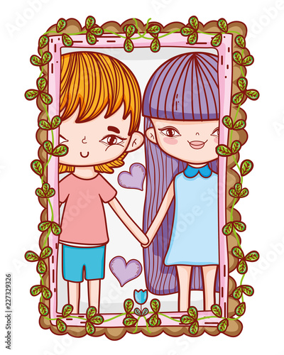 Cute boy and girl cartoons