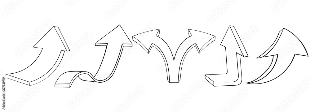 Outline arrows. Set of icons Outline arrows. Set of icons