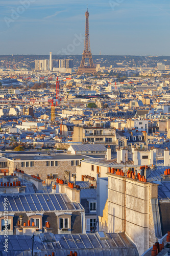 Paris. Aerial view of the city at sunrise.