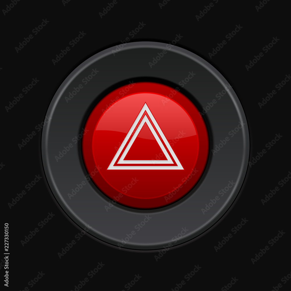 Warning light red button. Car dashboard element Warning light red button. Car dashboard element
