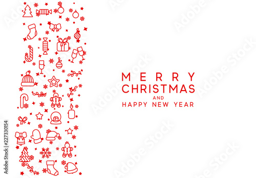 Merry Christmas and Happy New Year. Xmas holiday background greeting card.