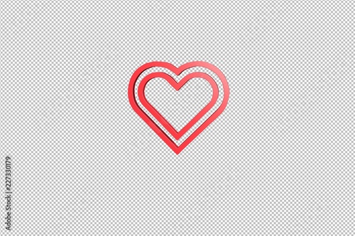 red Heart 3D illustration on transparent background