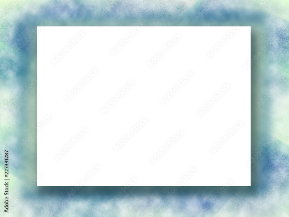 Soft blue, yellow picture frame. White paper on blurred background. Art border design for mock up concepts. Template for gift card, postcard, invitation, presentation, leaflet, poster, flyer, brochure Soft blue, yellow picture frame. White paper on blurred background. Art border design for mock up concepts. Template for gift card, postcard, invitation, presentation, leaflet, poster, flyer, brochure