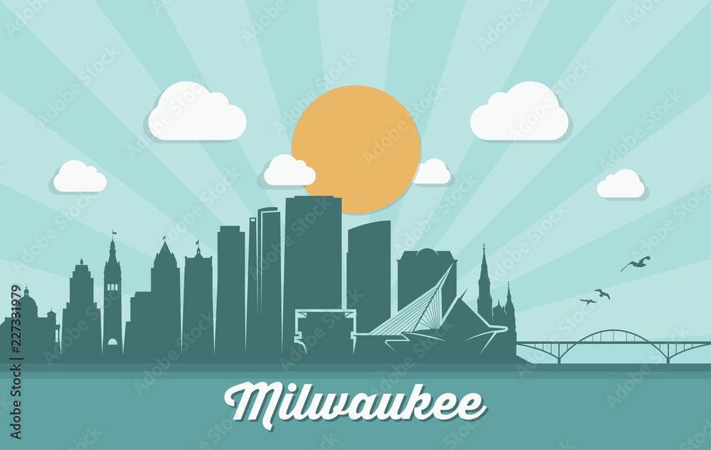 Milwaukee skyline - Wisconsin - obrazy, fototapety, plakaty 