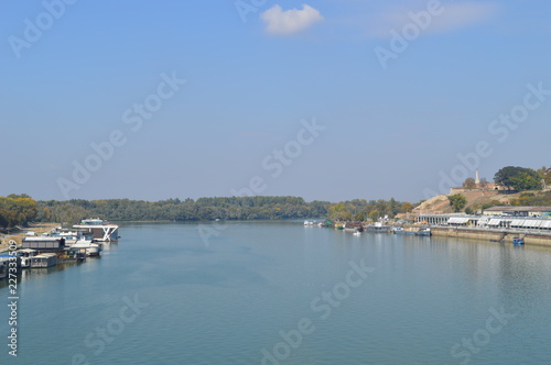 Belgrade's panorama with view of old fortress Kalemegdan and mouth of Danube and Sava river