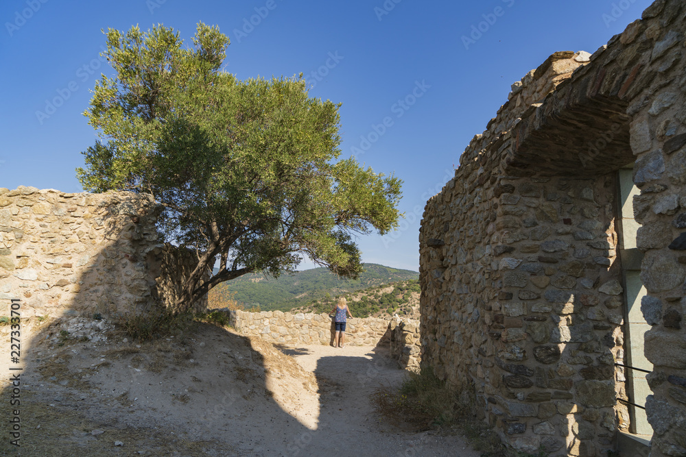 Mittelalterliche Ruine aus dem 11. Jahrhundert der Burg von Grimaud im Var, Südfrankreich Cote d`Azur 