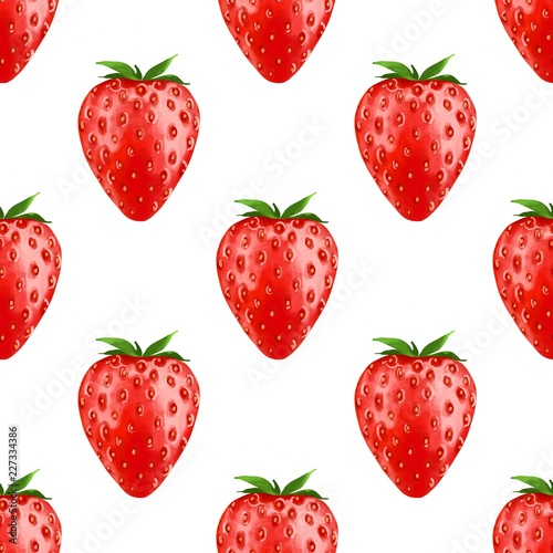 Fototapeta Naklejka Na Ścianę i Meble -  Strawberry. Decorative seamless pattern with red berries
