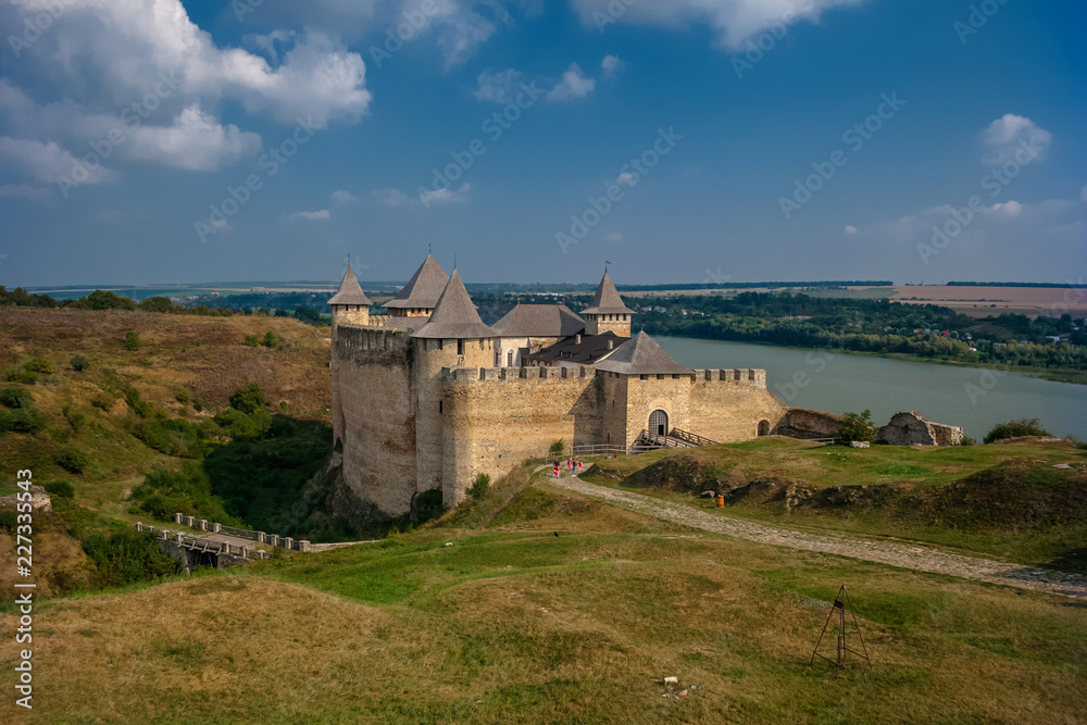 Khotyn fortress on a sunny day. Ukraine.