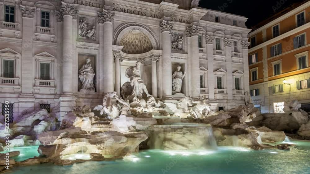 Illuminated Trevi Fountain (Fontana di Trevi) at night, Rome, Italy. Illuminated Trevi Fountain (Fontana di Trevi) at night, Rome, Italy.