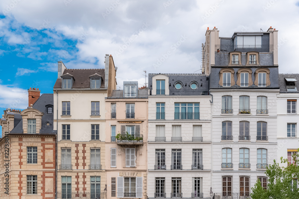Paris, ile de la Cite and quai des Orfevres, beautiful buildings 
