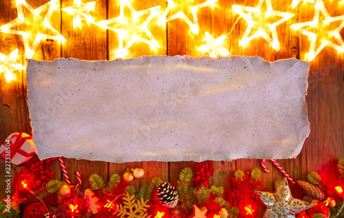 Christmas glow stars and fir white paper photo