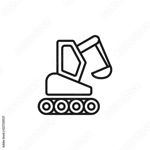 Caterpillar excavator icon. Element of construction machine icon for mobile concept and web apps. Thin line caterpillar excavator icon can be used for web and mobile on white background