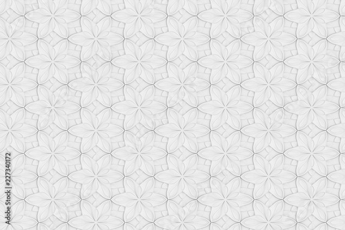 Fototapeta Naklejka Na Ścianę i Meble -  Seamless texture of white hexagonal flower volume 3d illustration