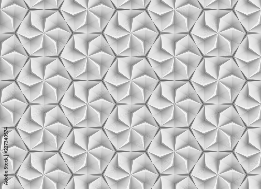 Seamless texture based on a hexagonal grid with an abstract of the swivel and extruded elements 3d illustration