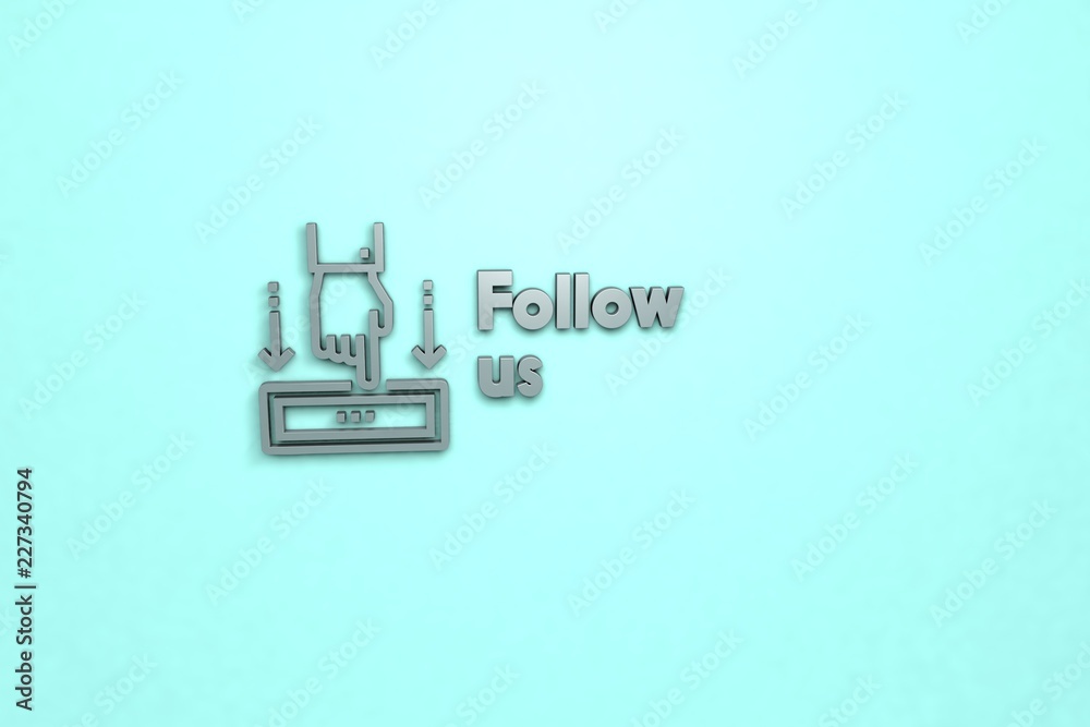 Fototapeta premium Illustration of Follow us with grey text on blue background