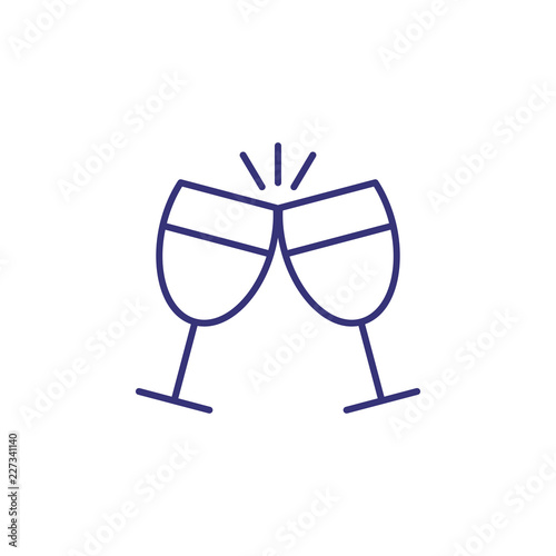 Clinking glasses line icon. Beverage, alcohol, wine. Toast concept. Vector illustration can be used for topics like success, holiday, wedding, birthday