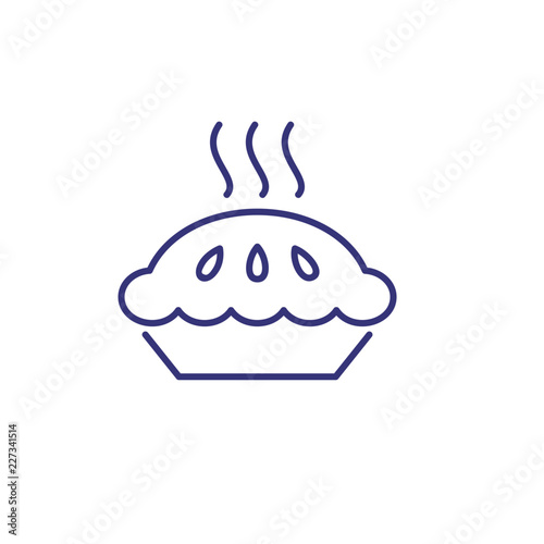 Hot pie line icon. Sweet pie, baked, homemade. Cuisine concept. Vector illustration can be used for topics like traditional food, recipe, meal 