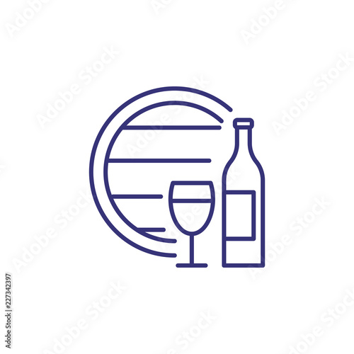 Winery line icon. Barrel, bottle, wine. Winemaking concept. Vector illustration can be used for topics like store, restaurant