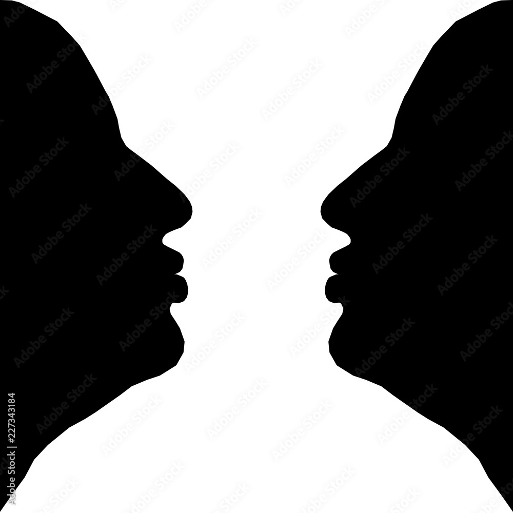 black silhouettes of two girls on a white background