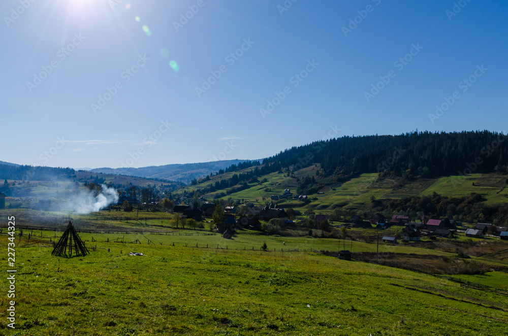 Carpathian mountains in sunny day in the autumn season Carpathian mountains in sunny day in the autumn season