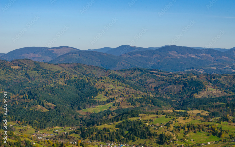Carpathian mountains in sunny day in the autumn season Carpathian mountains in sunny day in the autumn season