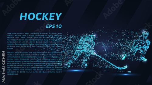 Hockey from the particles. Hockey breaks down into small molecules. Vector illustration