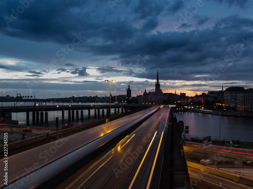 long exposure of train at night in stockholm sweden © Per