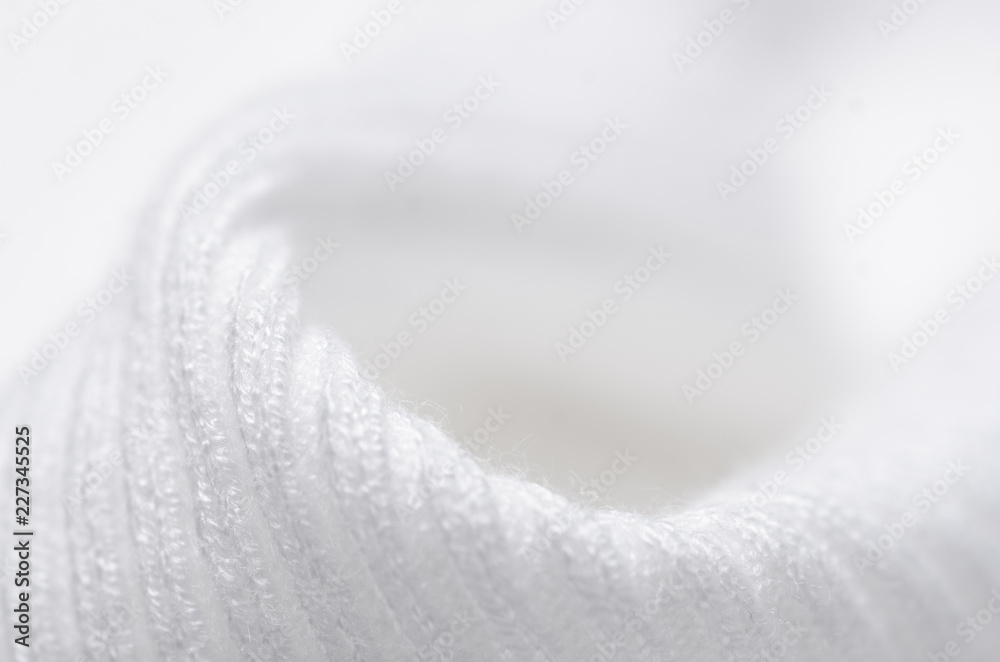 Fototapeta premium White sweater fabric textile material texture macro blur background