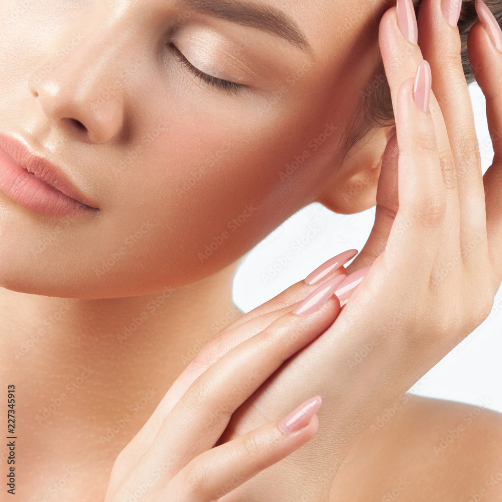 Young beautiful woman with clean perfect skin close-up Young beautiful woman with clean perfect skin close-up