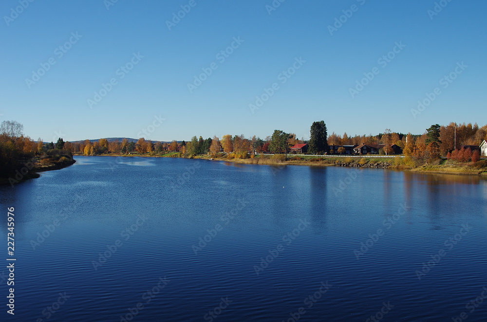 Obraz premium panorama of a small town with a river