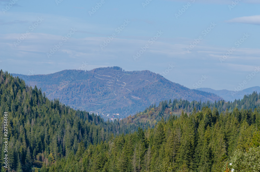Carpathian mountains in sunny day in the autumn season Carpathian mountains in sunny day in the autumn season