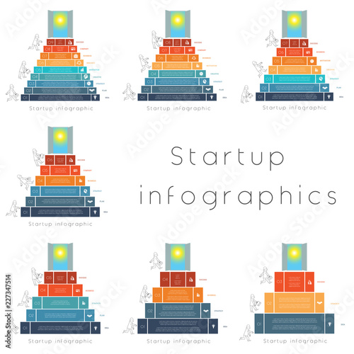 startup infographics templates for 3,4,5,6,7,8,9 positions