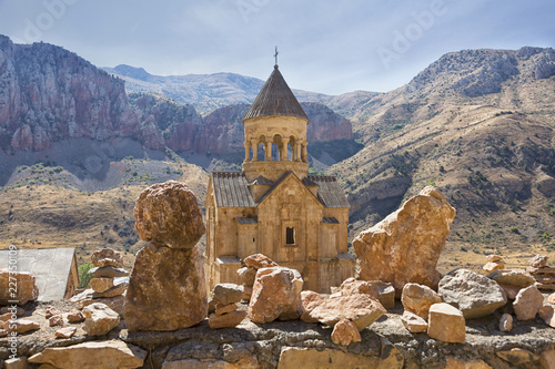 Noravank monastery complex built on ledge of narrow gorge.  Tourist and historical place. Armenia photo