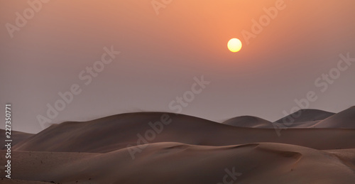Sunset landscape in the desert