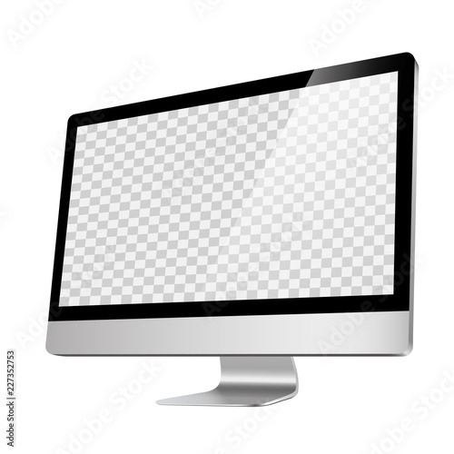 Computer, realistic, 3D, isolated - stock vector.