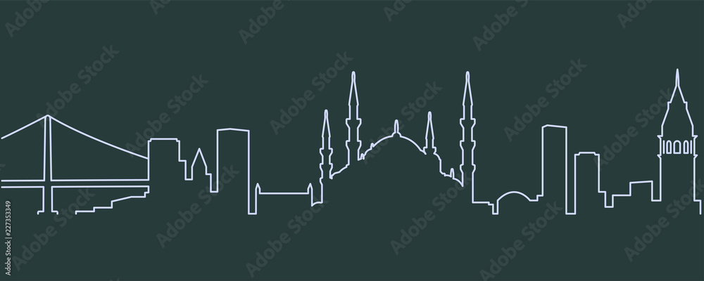 Istanbul Single Line Skyline