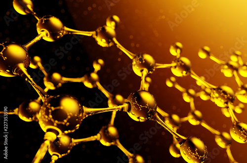 Fototapeta Naklejka Na Ścianę i Meble -  Atom Benzil a compound of hydrogen and carbon. 3d illustration of molecule model, chemistry background. 3d illustration.