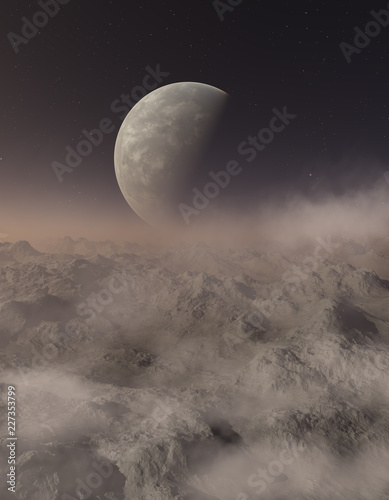 Fototapeta Naklejka Na Ścianę i Meble -  3d rendered Space Art: Alien Planet - A Fantasy Landscape
