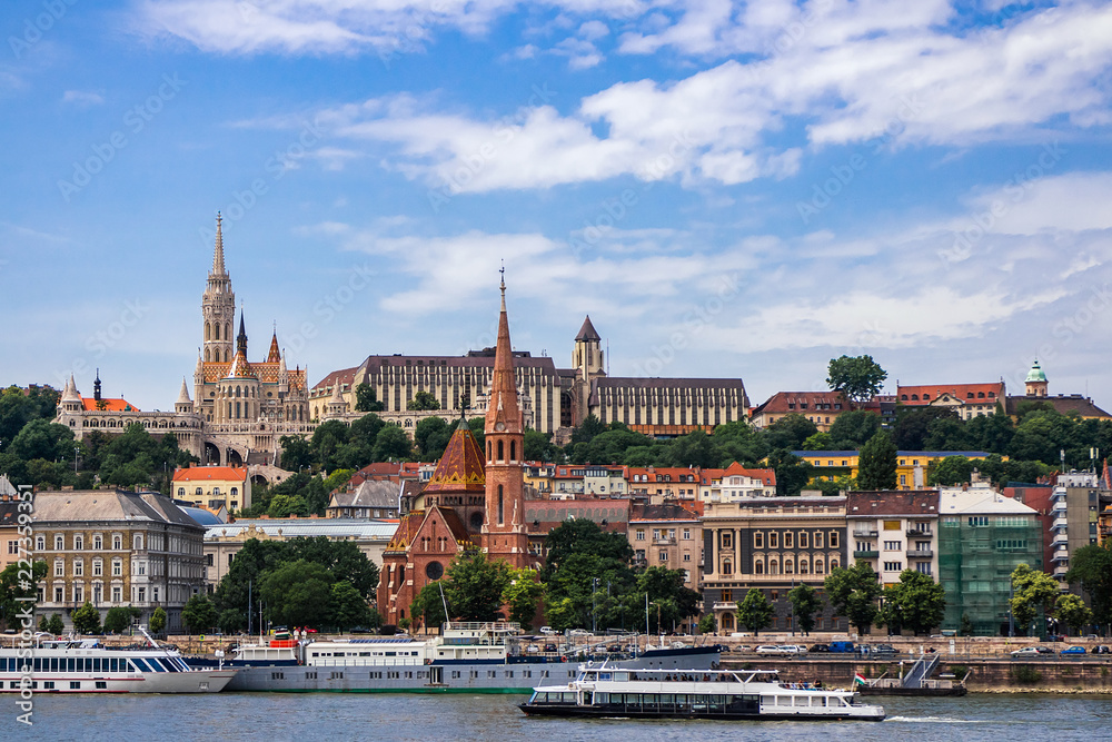 Cityscape of historical district in Budapest city on bank of Danube river, Hungary Cityscape of historical district in Budapest city on bank of Danube river, Hungary