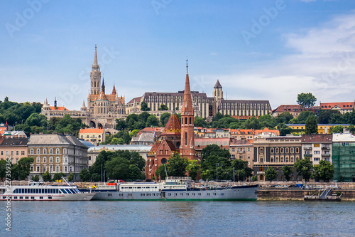 Cityscape of historical district in Budapest city on bank of Danube river  Hungary
