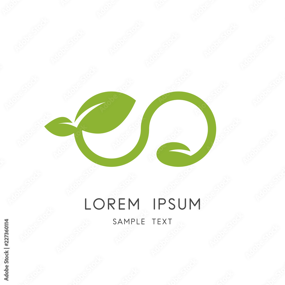 Infinity nature logo - sprout with green leaves and seed symbol. New life, agriculture and cultivation vector icon. Infinity nature logo - sprout with green leaves and seed symbol. New life, agriculture and cultivation vector icon.