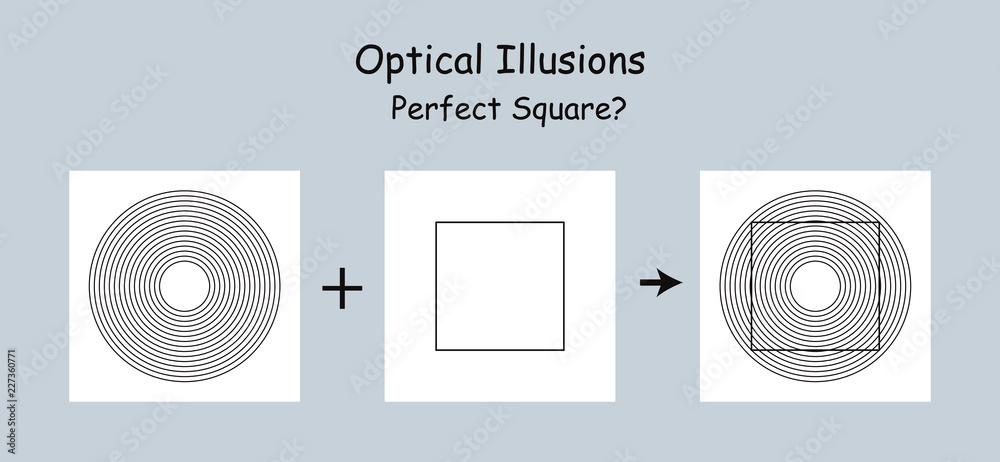 Plakat Optical illusion. A perfect square seems curved by the contrast produced by the background.