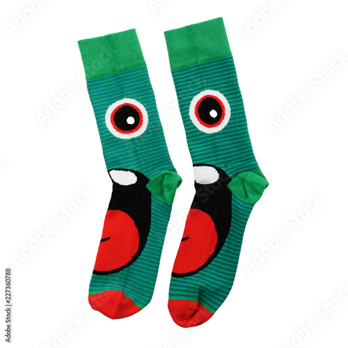 Colored socks on a white background