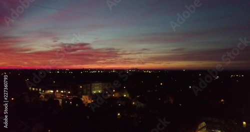 Slow Drone Pan of Deep Red Sunrise photo